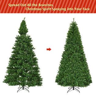 Goplus 9' Pre-Lit Artificial Christmas Tree Premium Hinged w/ 1000 LED Lights & Stand