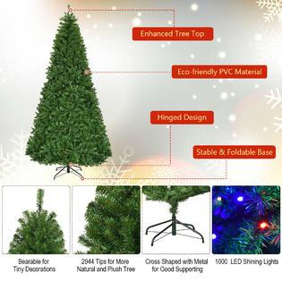Goplus 9' Pre-Lit Artificial Christmas Tree Premium Hinged w/ 1000 LED Lights & Stand