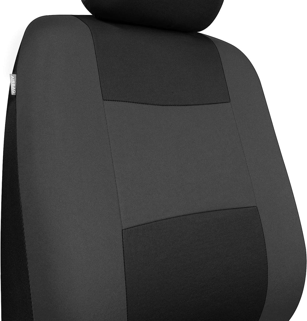 BDK PolyPro Car Seat Covers Full Set in Reverse Charcoal – Front and Rear Split Bench Seat Covers for Cars, Easy to Install Car Seat Cover Set, Car Accessories for Auto Trucks Van SUV
