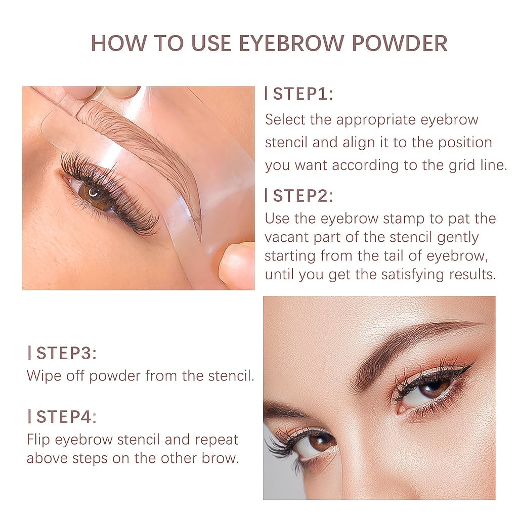 Eyebrow Stamp Stencils Kit, One Step Brows Powder Makeup