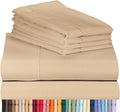 LuxClub Twin XL Sheets Set - Soft Twin Bed Sheets for Boys and Girls, 4 PC Deep Pockets 18" Eco Friendly Wrinkle Free Kids Fitted Sheets Machine Washable Hotel Bedding Silky Soft - Light Khaki Twin XL