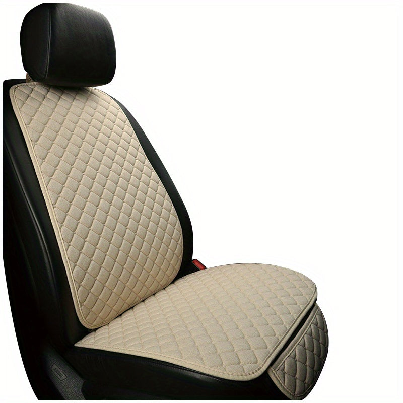 Car Seat Cover, Breathable Flax Four Seasons Car Seat Cushion Protector Pad Front Pad Fit For Most Cars Front Chair Cushion