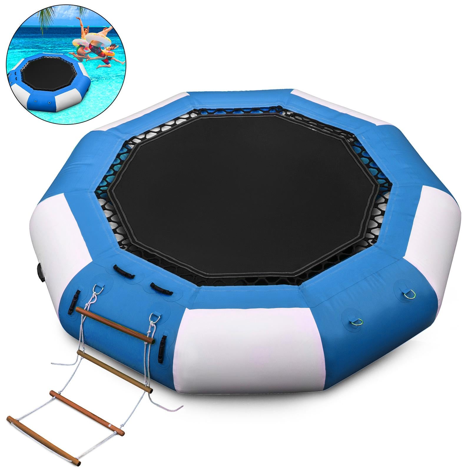 10ft Inflatable Water Bouncer Water Trampoline Splash Padded Inflatable Bouncer Bounce Swim Platform for Water Sports