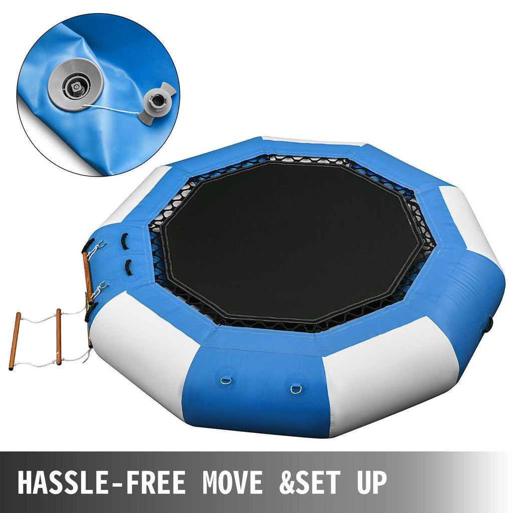 10ft Inflatable Water Bouncer Water Trampoline Splash Padded Inflatable Bouncer Bounce Swim Platform for Water Sports