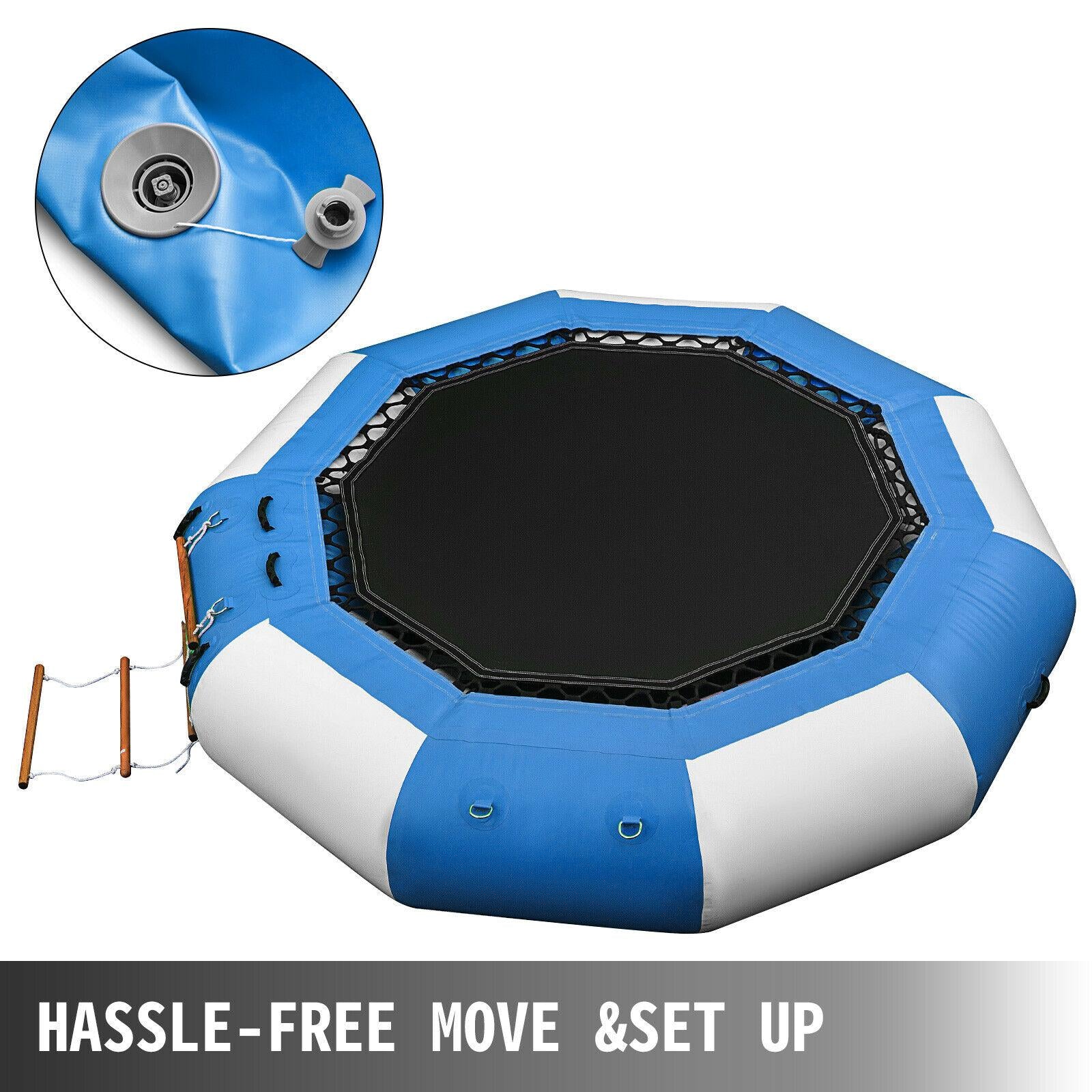 10ft Inflatable Water Bouncer Water Trampoline Splash Padded Inflatable Bouncer Bounce Swim Platform for Water Sports