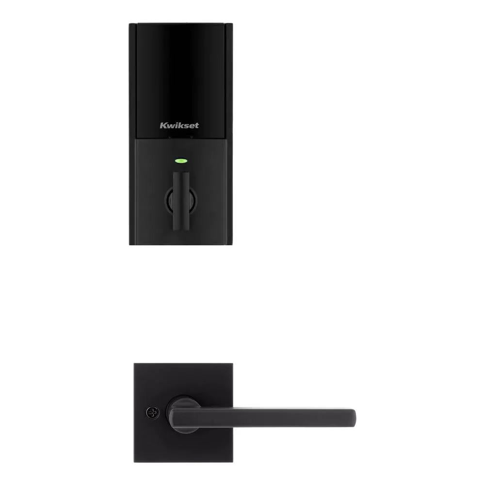 Halo Touch Matte Black CNT Fingerprint WiFi Elec Smart Lock Deadbolt Feat SmartKey Security with San Clemente Handleset