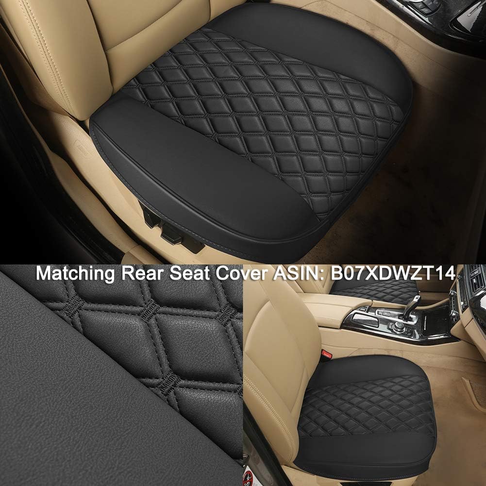 Black Panther PU Car Seat Cover, Front Seat Protector Compatible with 90% Vehicles,Embroidery,Anti-Slip &amp; Full Wrapping Bottom (W 21.26ׄ 20.87 Inch)(1Piece,Black)