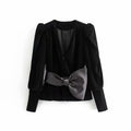 velvet v-neck coat