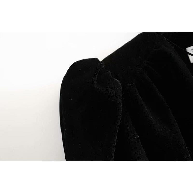 velvet v-neck coat