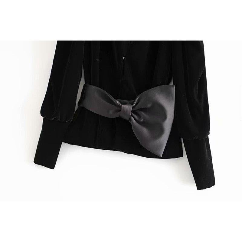 velvet v-neck coat