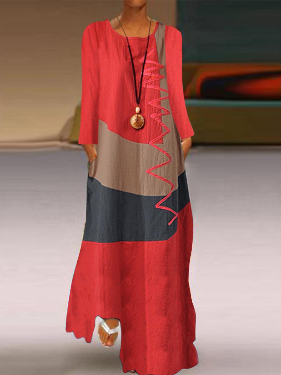 Colorblock Long Sleeve Dress