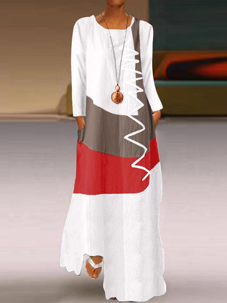 Colorblock Long Sleeve Dress
