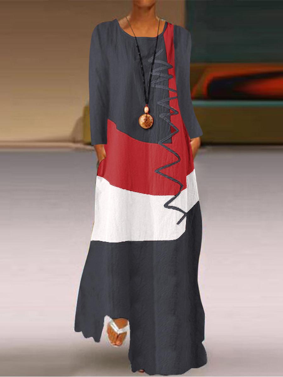 Colorblock Long Sleeve Dress