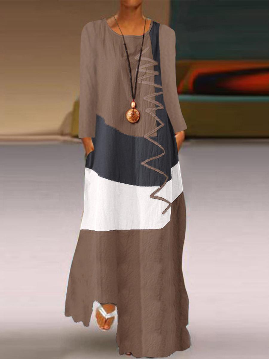 Colorblock Long Sleeve Dress