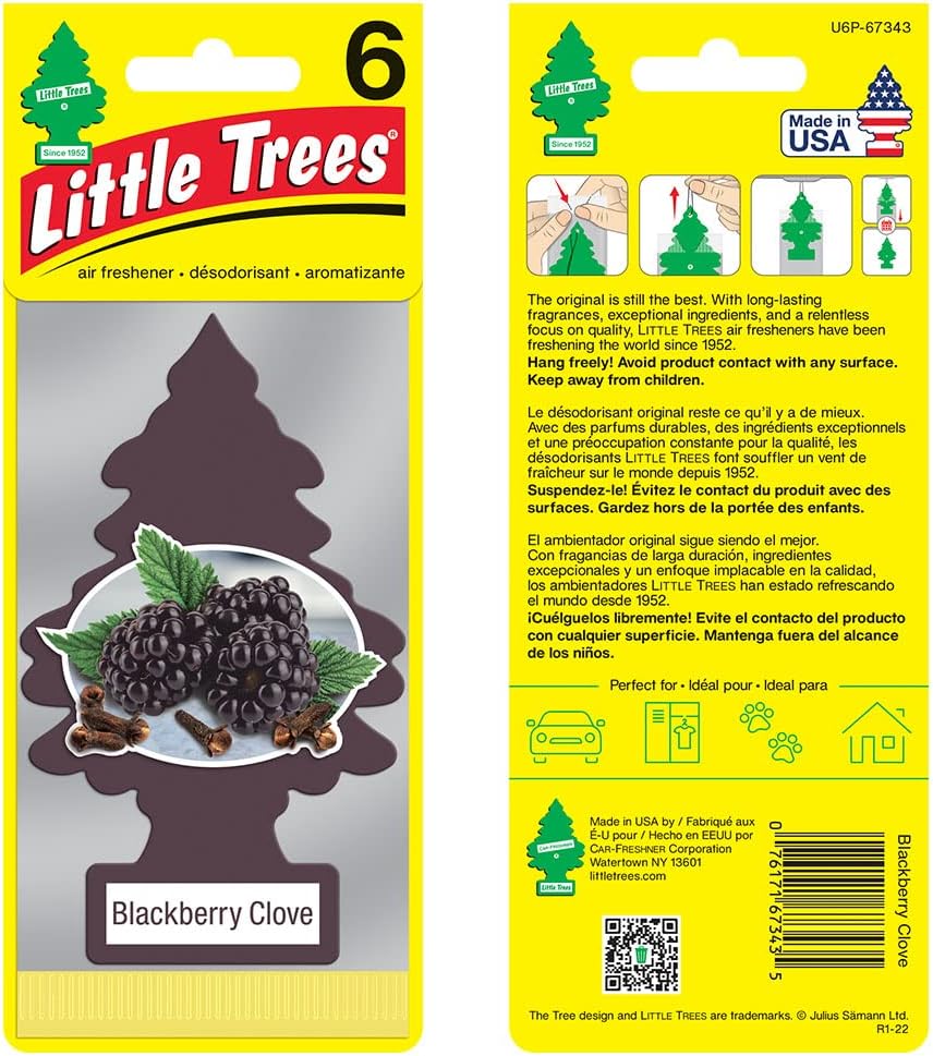 LITTLE TREES Air Fresheners Car Air Freshener. Hanging Tree Provides Long Lasting Scent for Auto or Home. Blackberry Clove, 24 Air Fresheners