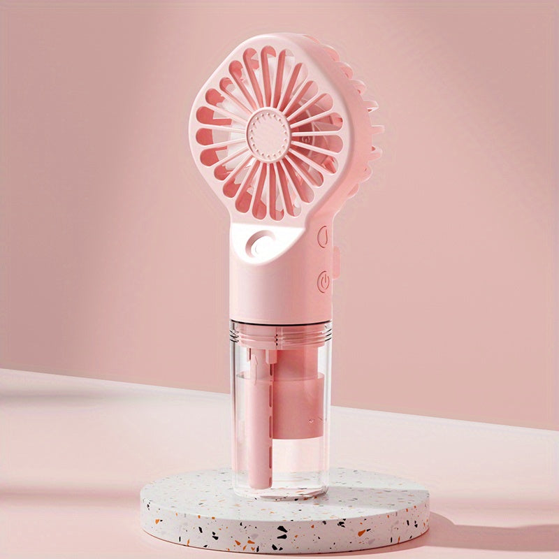 Portable Rechargeable Handheld Misting Fan - Battery Operated Mini Face Steamer for Travel &amp; Outdoors