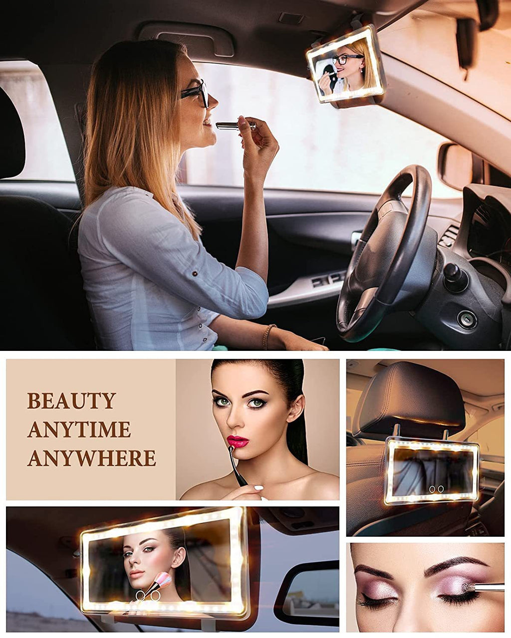 Rechargeable LED Car Makeup Mirror - Sun Visor Mirror With Fill Light For Beauty On-the-Go!