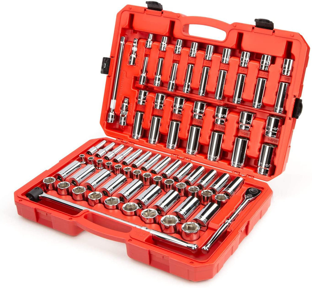 TEKTON 1/2 Inch Drive 6-Point Socket &amp; Ratchet Set, 84-Piece (3/8 - 1-5/16 in., 10-32 mm) | SKT25302