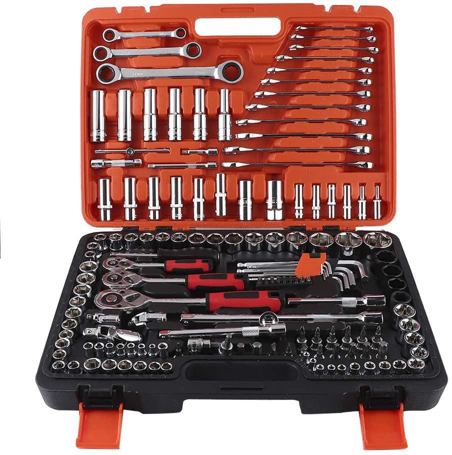 Ratchet Socket Wrench Set, 150Pcs Ratchet Socket Set Vehicle Maintenance Repair Toolbox Combination Wrench Hand Tool.