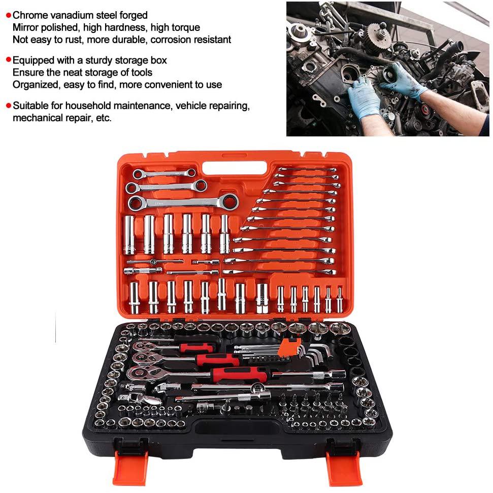 Akozon Ratchet Socket Set Vehicle Maintenance Repair Tool box Combination Wrench Hand Tool150Pcs