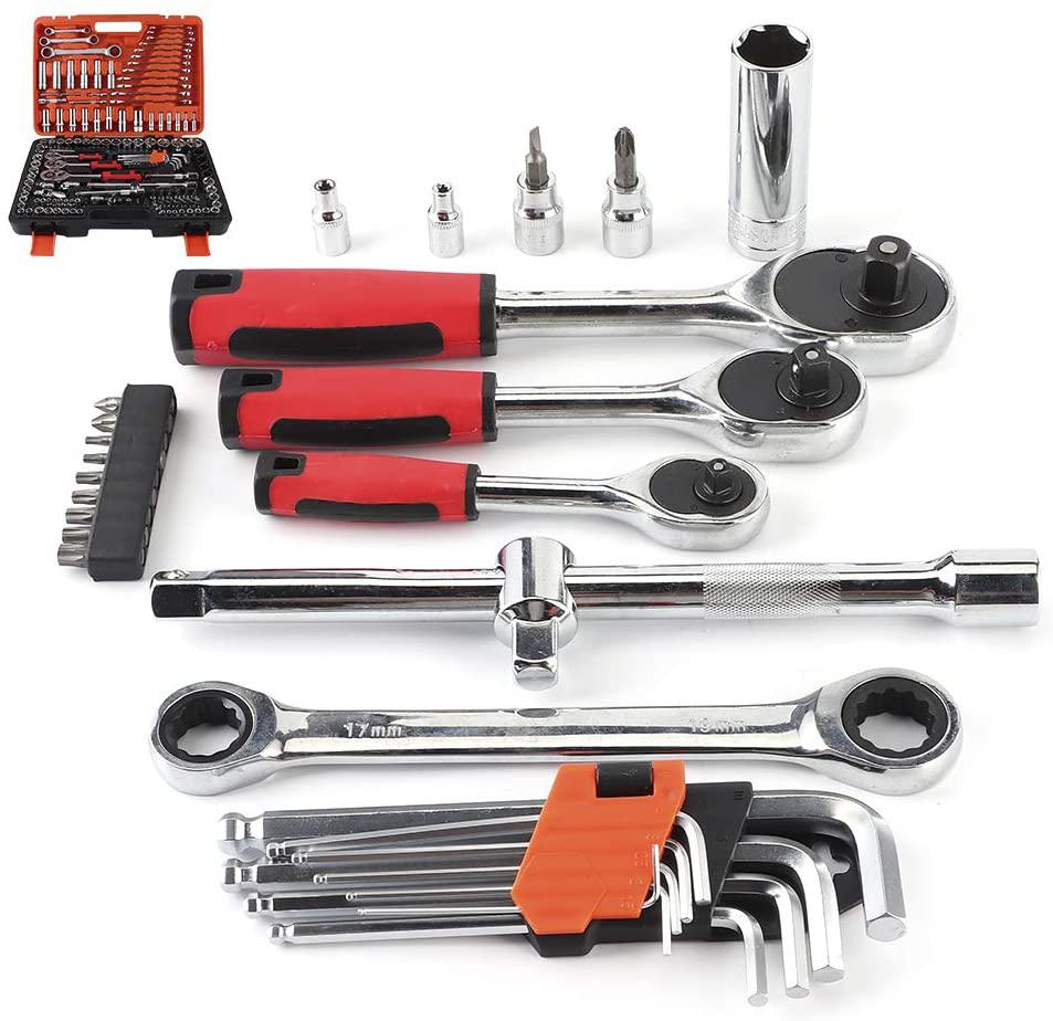 Ratchet Socket Wrench Set, 150Pcs Ratchet Socket Set Vehicle Maintenance Repair Toolbox Combination Wrench Hand Tool.