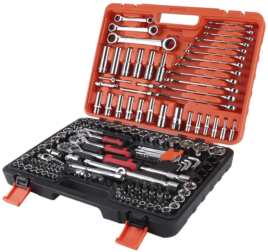 Akozon Ratchet Socket Set Vehicle Maintenance Repair Tool box Combination Wrench Hand Tool150Pcs