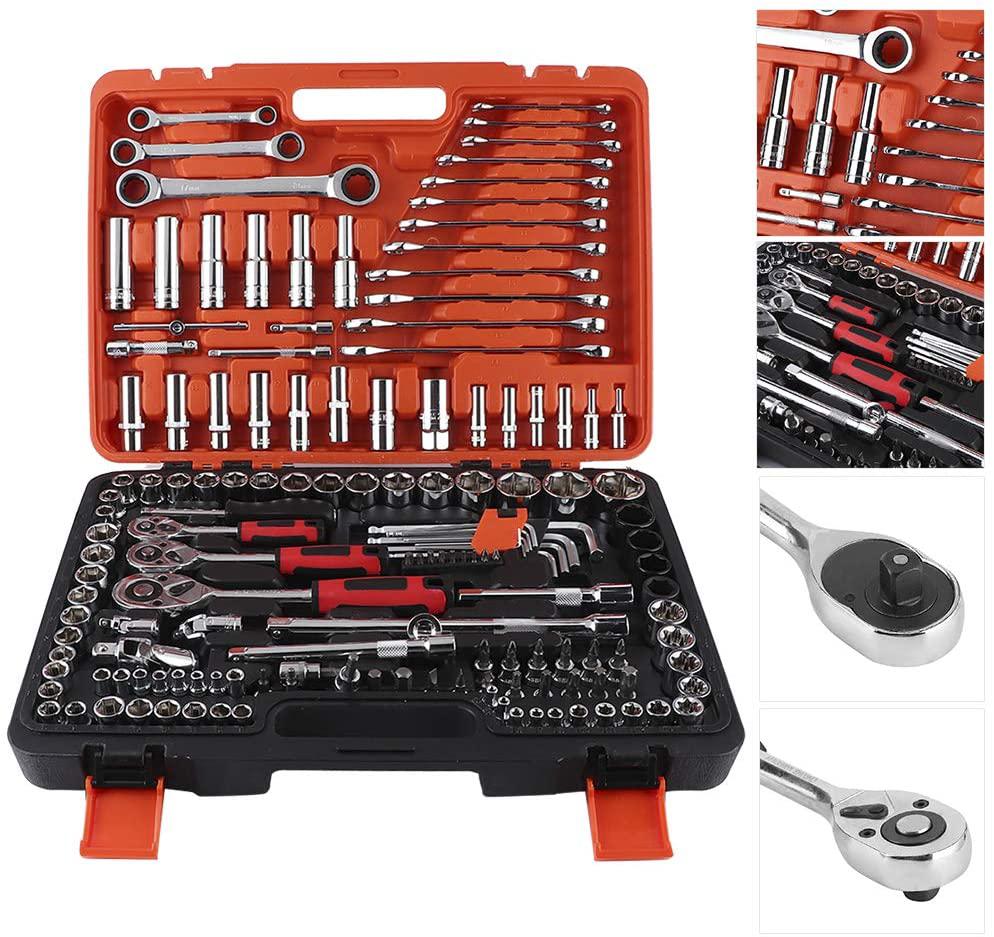 Ratchet Socket Wrench Set, 150Pcs Ratchet Socket Set Vehicle Maintenance Repair Toolbox Combination Wrench Hand Tool.