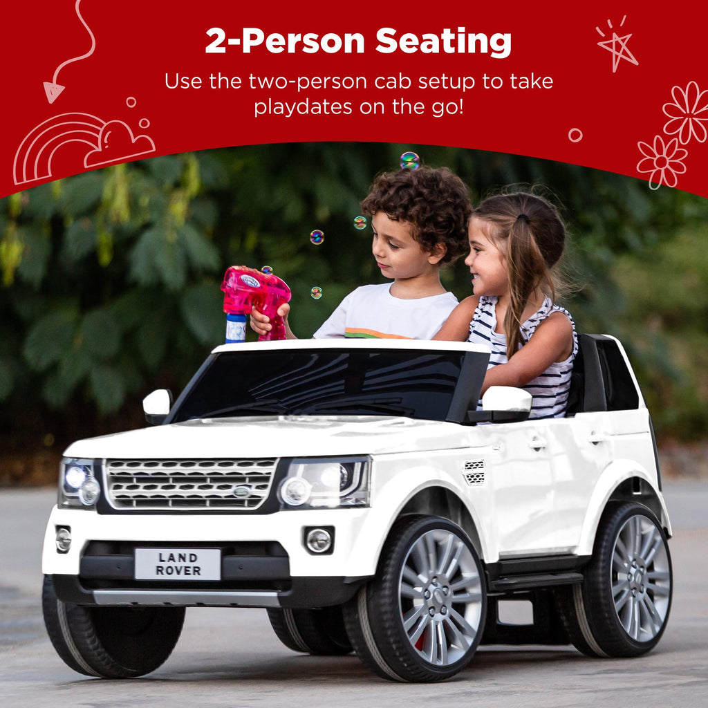12V 3.7 MPH 2-Seater Licensed Land Rover Ride On Car Toy w/ Parent Remote Control - White