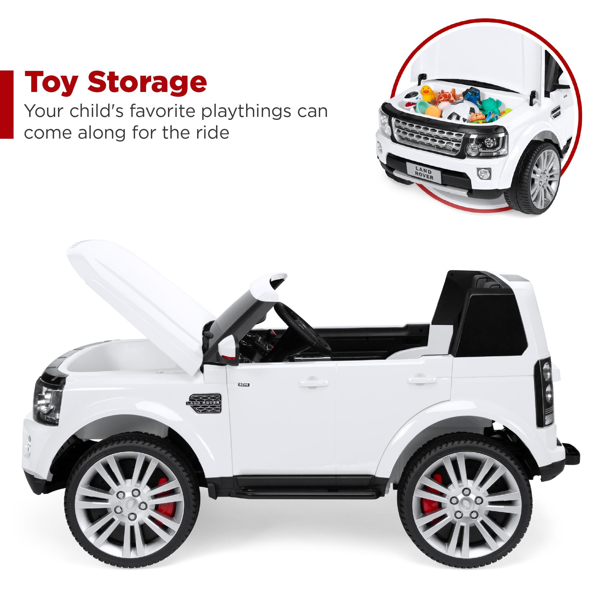 12V 3.7 MPH 2-Seater Licensed Land Rover Ride On Car Toy w/ Parent Remote Control - White