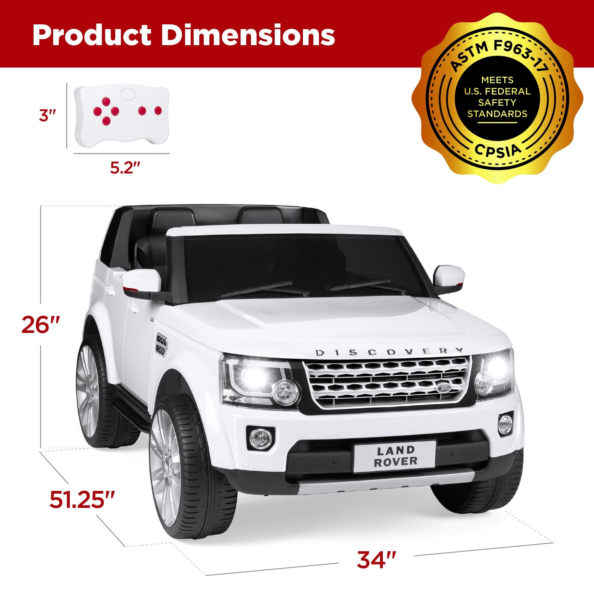 12V 3.7 MPH 2-Seater Licensed Land Rover Ride On Car Toy w/ Parent Remote Control - White