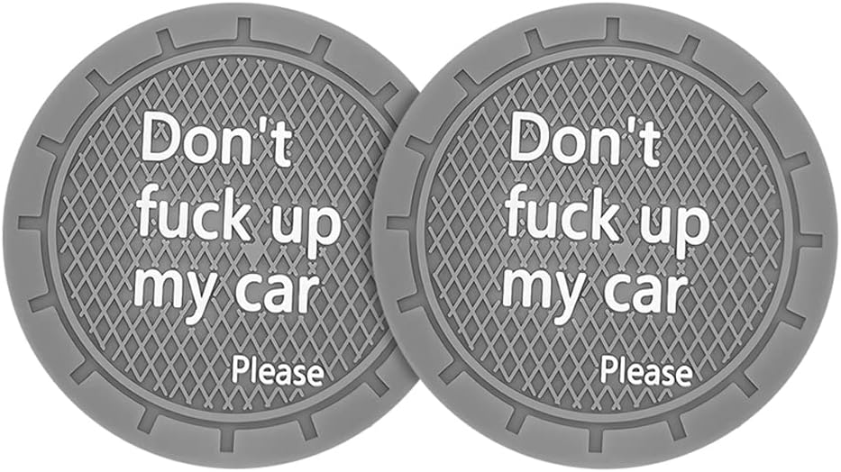 8sanlione 2 Pack Car Cup Holder Coasters, 2.75 Inch Non-Slip PVC Insert Cup Coaster, Anti-Scratch Auto Cup Mats for Women Men, Vehicle Interior Accessories Universal for Car, SUV, Truck (D Gray/2PCS)
