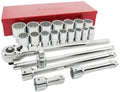 21Piece 3/4" Drive Chrome Socket Set 12Pt SAE Standard