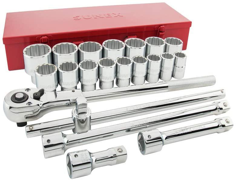 21Piece 3/4" Drive Chrome Socket Set 12Pt SAE Standard