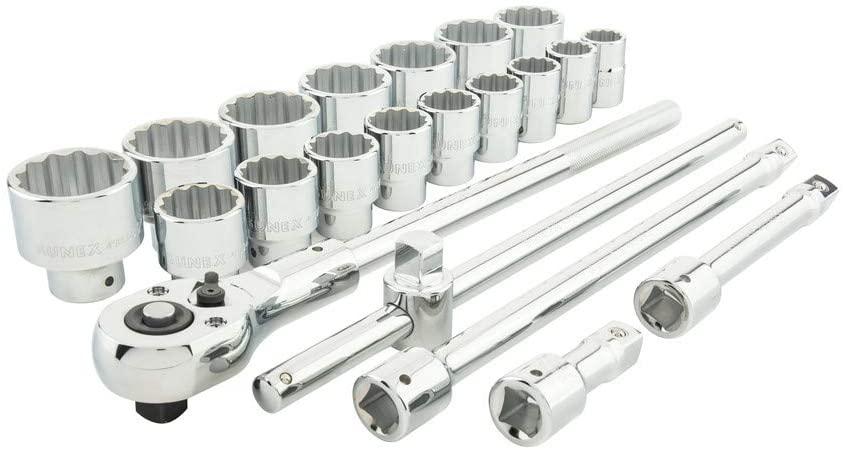21Piece 3/4" Drive Chrome Socket Set 12Pt SAE Standard