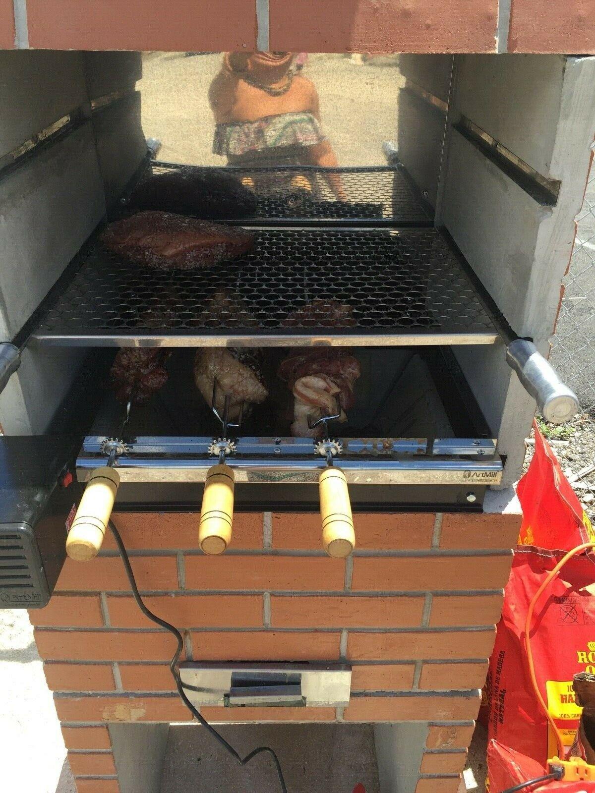 Brazilian High Rotisserie BBQ Grill  Still 3 Skewers Giragril Inox