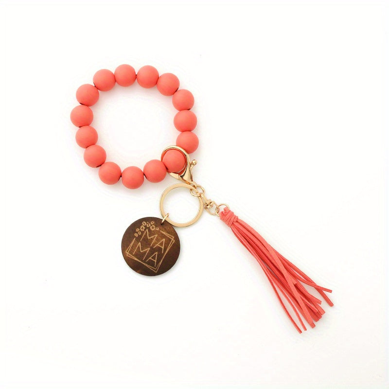 Leopard Wood Beads Hand Beads Spot Wood Beads Bracelet Hand Tassel Bracelet Car Key Chain