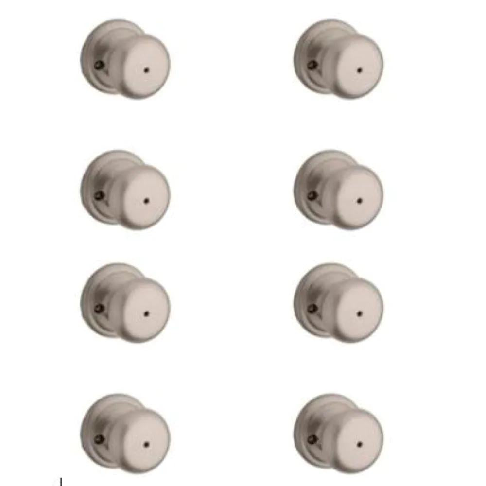 Juno Satin Nickel Privacy Bed/Bath Door Knob (8-Pack)