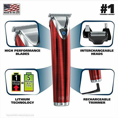 Wahl 9864r Clipper  Steel Lithium Ion Plus Beard Trimmer Deluxe Kit Red