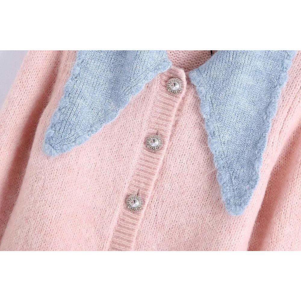 button cropped knitted sweater