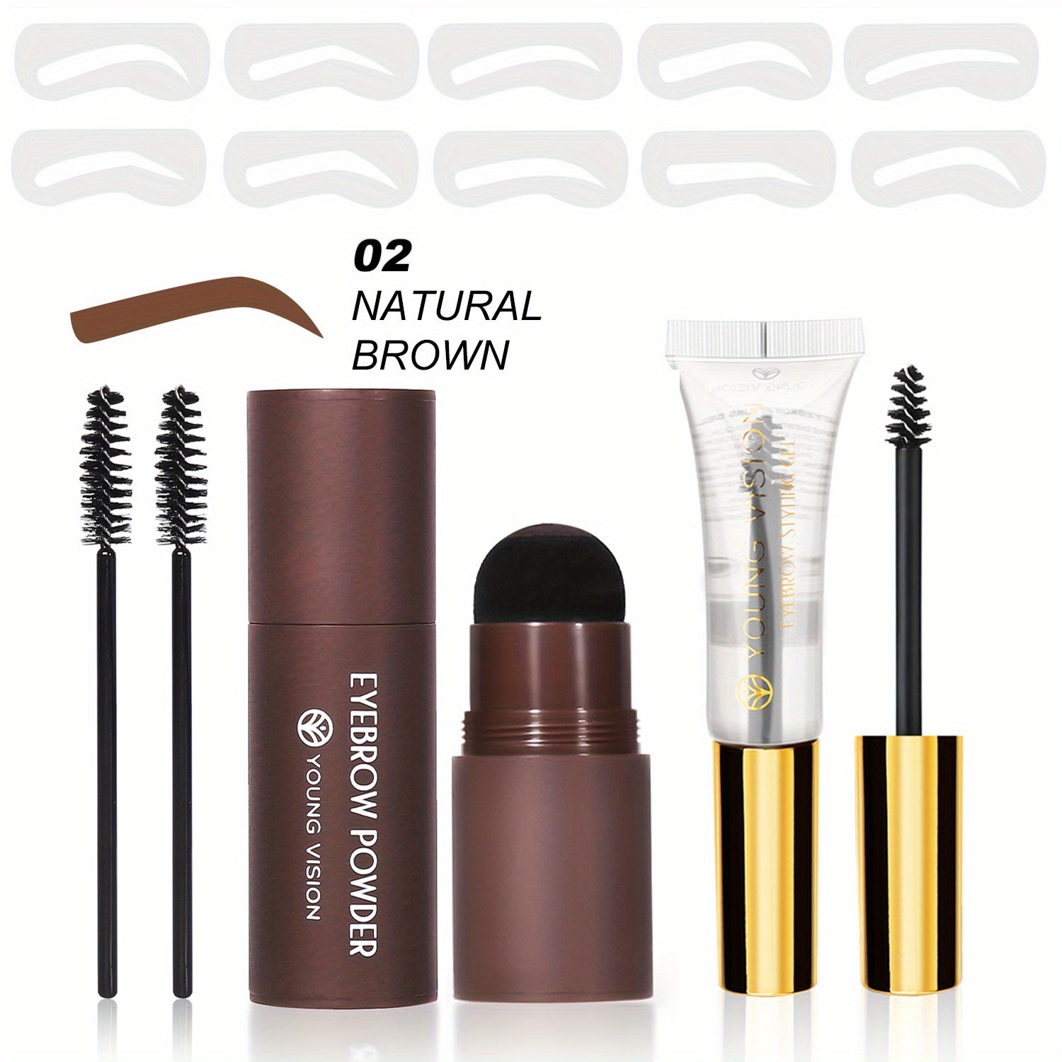 Eyebrow Stamp Stencils Kit, One Step Brows Powder Makeup