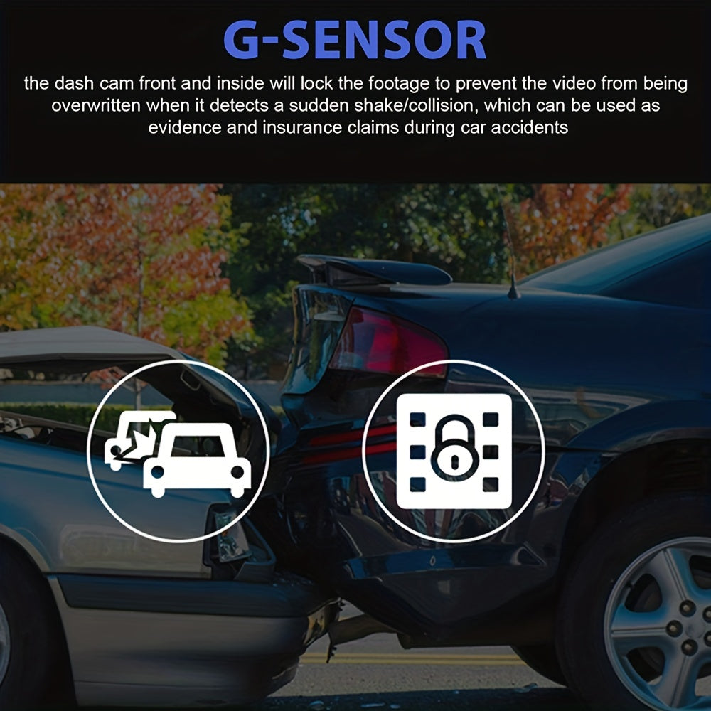 1080P Car Dash Cam 2 Camera Cycle Recording Video Recorder, Front And Inside View Camera, ParMonitor, Reverse Camera, Infrared Night Vision