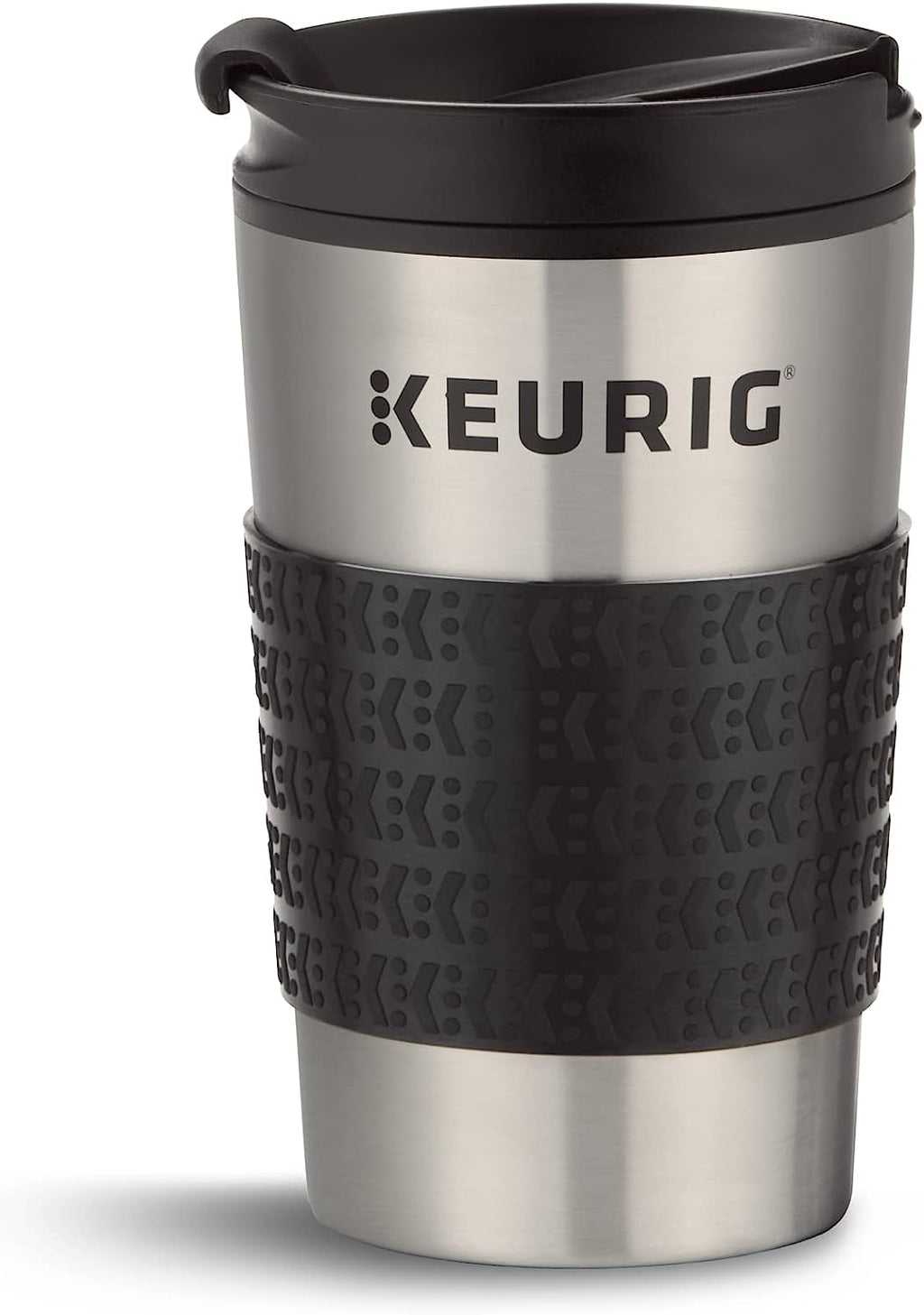 Keurig K-Mini Single Serve K-Cup Pod Coffee Maker, Poppy Red &amp; Travel Mug Fits K-Cup Pod Coffee Maker, 1 Count (Pack of 1), Stainless Steel