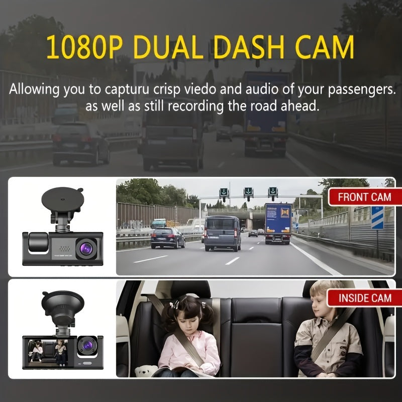 3 Channel Dash Cam For Car Camera 1080P Video Recorder Dashcam Black Box Dual Lens Inside Car DVR Rear View Camera Car Accessory