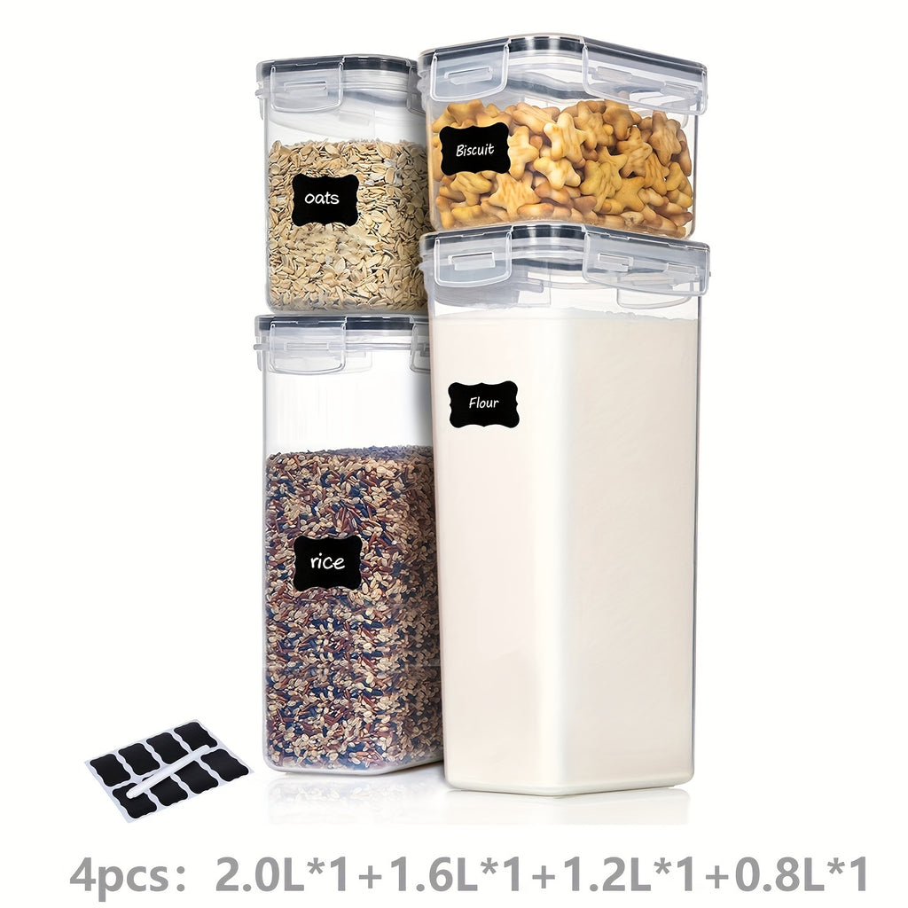 4/8/10pcs Airtight Food StoraContainers Set With Lids,BPA Plastic Kitchen And Pantry Organization Canisters For Cereal Flour,Sugar,with Labels