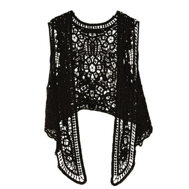 assymetric open stitch boho hippie cardigan