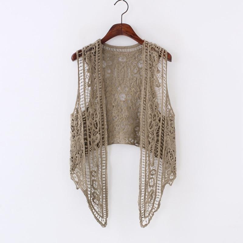assymetric open stitch boho hippie cardigan
