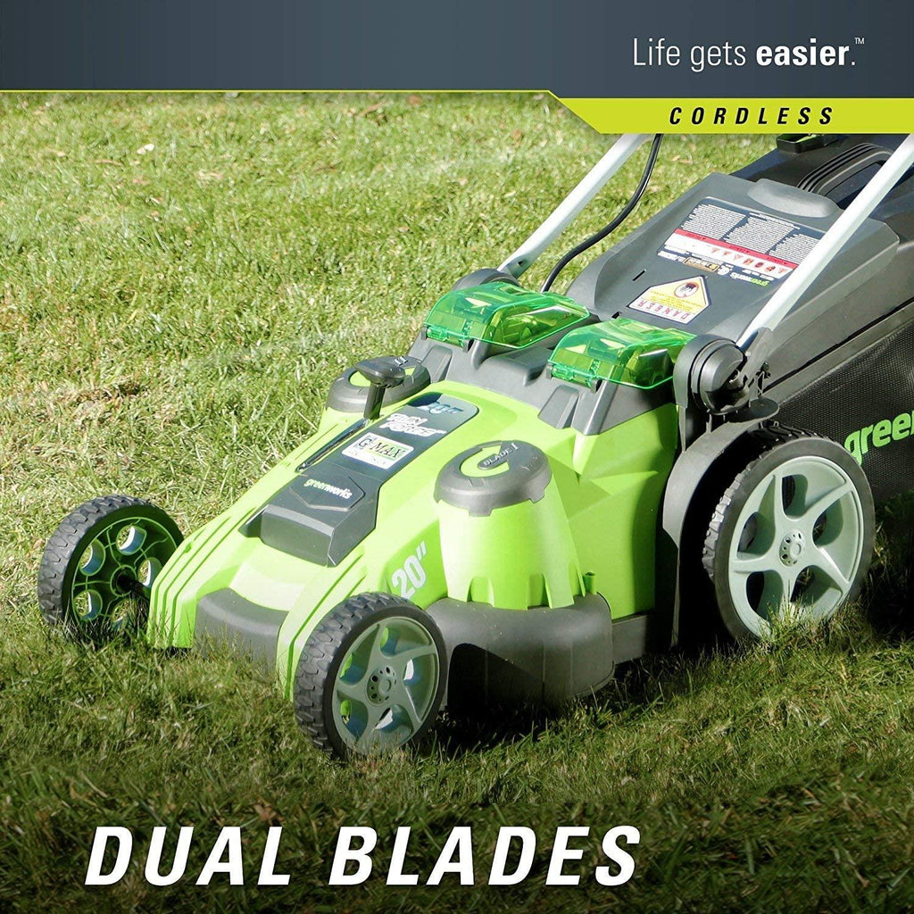 Greenworks 25302 20-Inch 40V Twin Force Cordless Lawn Mower, 5Ah Battery & Charger Included