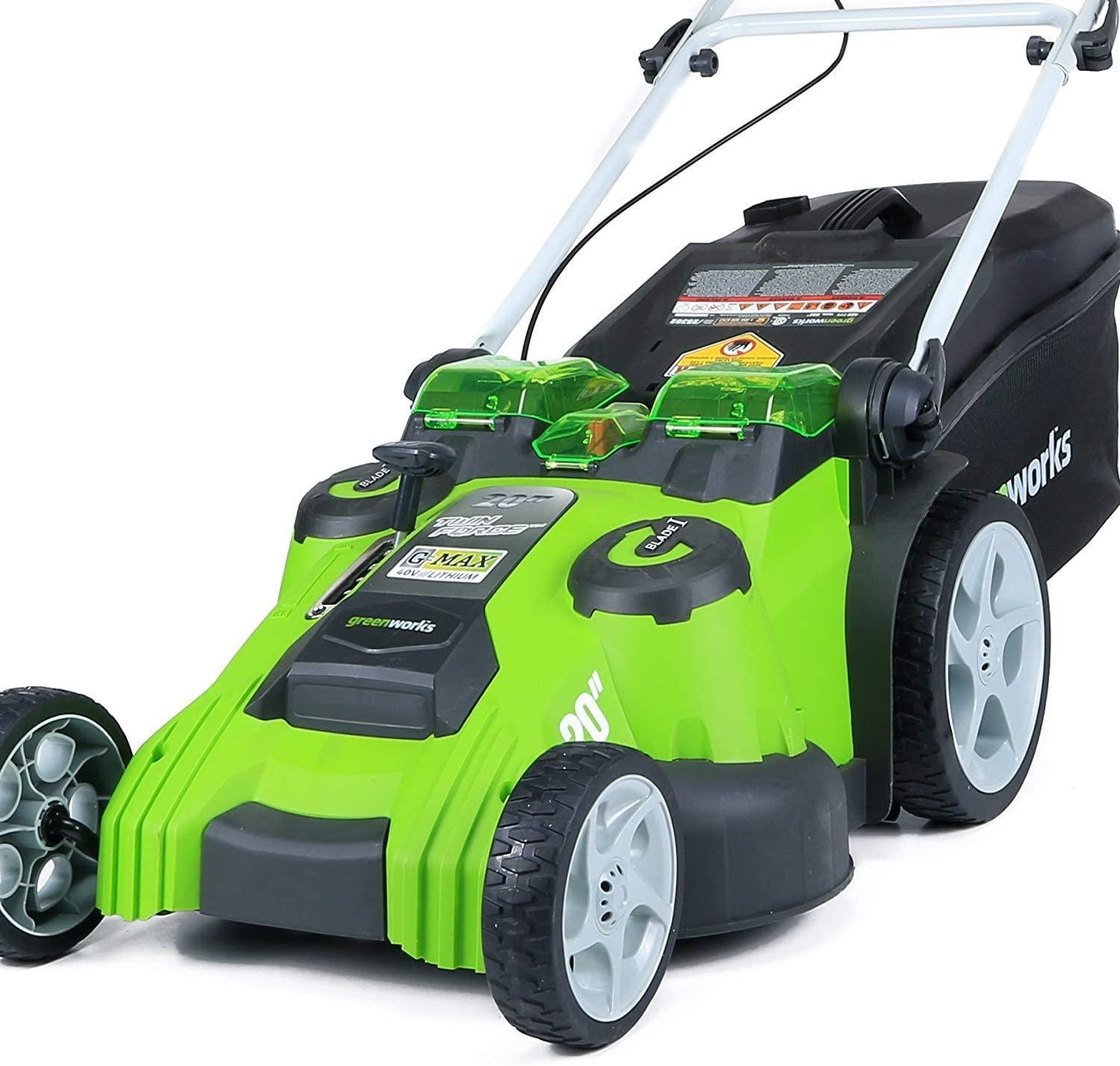 Greenworks 25302 20-Inch 40V Twin Force Cordless Lawn Mower, 5Ah Battery & Charger Included