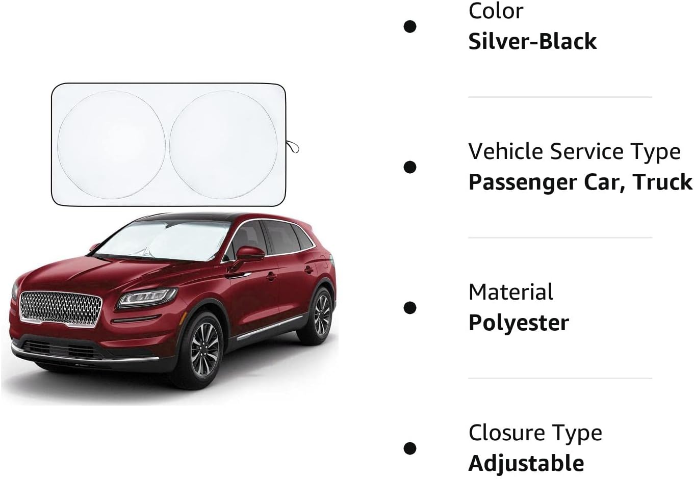 EcoNour Foldable Sunshade for Car Windshield | Dashboard Shield for Your Vehicle | Auto Window Shades for UV Rays and Sun Screen Protection | Suits for Most Sedans, SUVs, and Vans