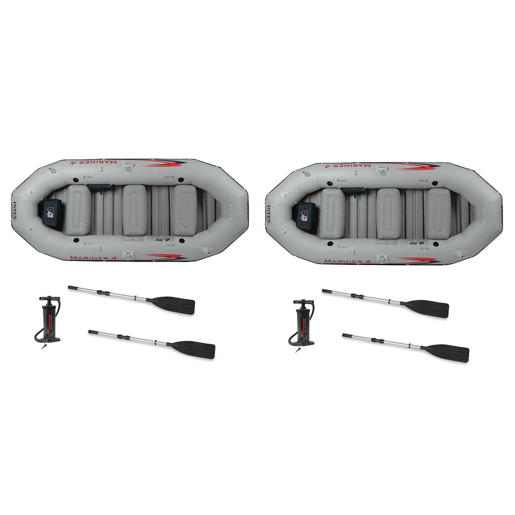 Mariner 4-Person Inflatable River Lake Dinghy Boat and Oars Set (2 Pack)